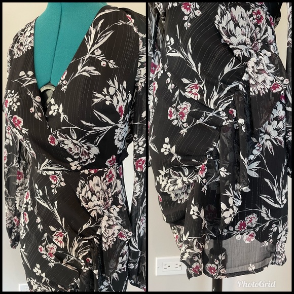 Guess | Rhodes Magnolia Night Print Dress | Black - Picture 4 of 6